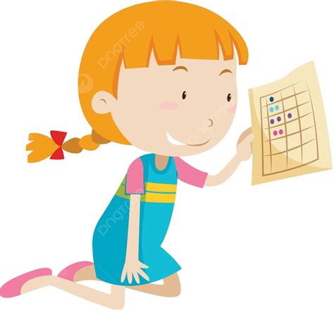 A Girl Holding A Worksheet Clip Art Ducation Student Vector, Clip Art ...
