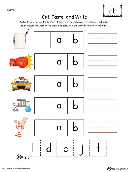AB Word Family Read and Match Words to Pictures Printable PDF ...