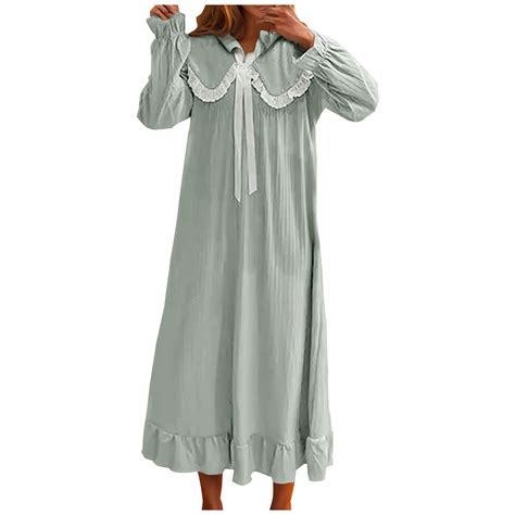Night Shirts Plus Size Clearance Womens Ruffle Nightgown Long Sleeve ...