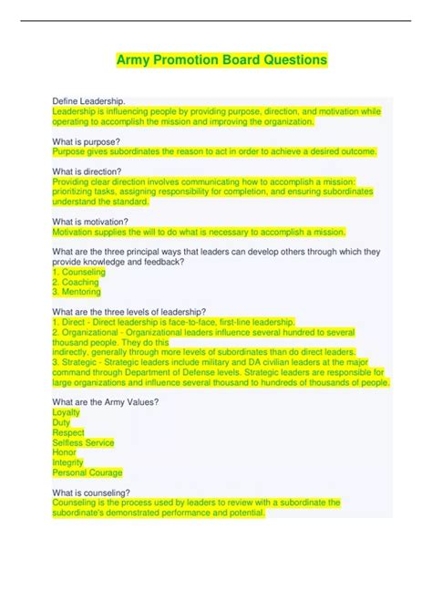 Army Promotion Board Questions (Answered) - Army Promotion Board ...