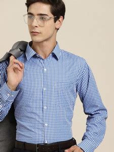 Hancock Men Checkered Formal Blue Shirt - Buy Hancock Men Checkered ...