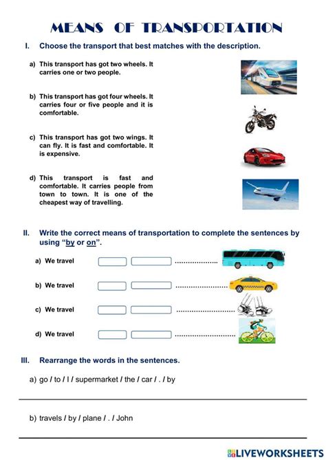Transportation Worksheet 的图像结果