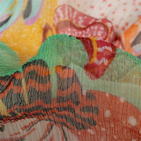 Multi-Color Quirky Pattern Digital Print Bemberg Chiffon Fabric – Fabcurate