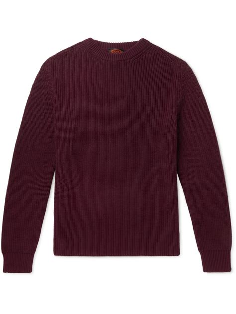 Buy TOD'S Ribbed Cotton Sweater S - Burgundy At 60% Off | Editorialist