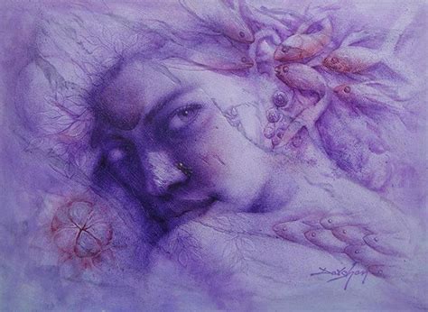 "Fantasy 12": Violet Oil Painting (28x36) by Darshan Sharma | ArtZolo.com