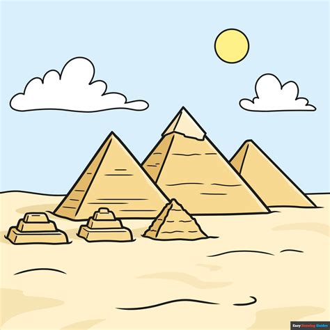 How to Draw the Pyramids of Giza - Really Easy Drawing Tutorial