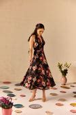 Fable Black Floral Halterneck Midi Dress
