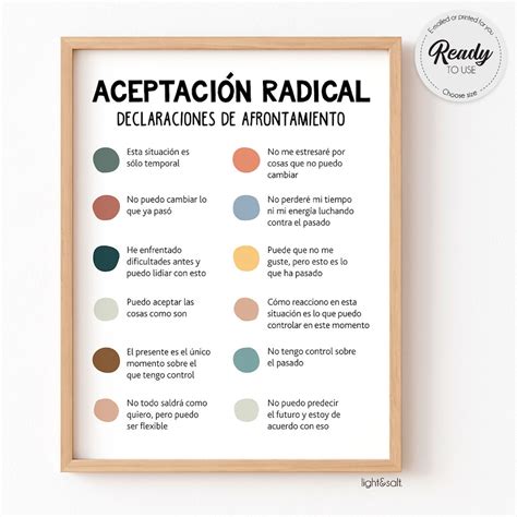 Spanish Radical Acceptance Poster, DBT Poster, Affirmations, Cognitive ...