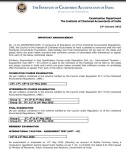 CA Foundation Exam Dates for May 2025: Full Details