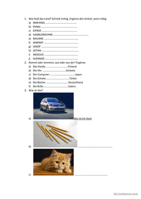Repaso de gramática aleman nivel A1…: English ESL worksheets pdf & doc