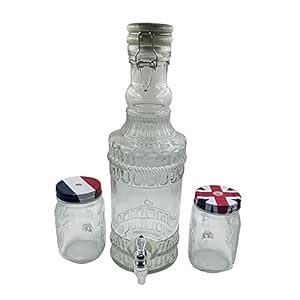 LVOOK Glass Made Transparent Dispenser with Hook and Loop Cap and Tap ...