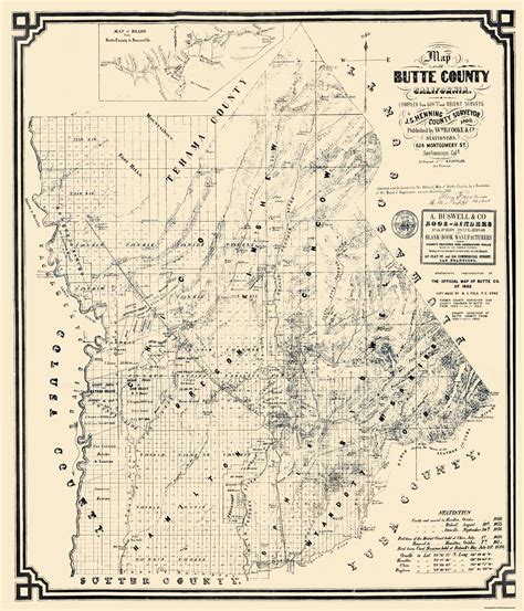 Historic County Map - Butte County California - Henning 1862 - 23 x 26 ...