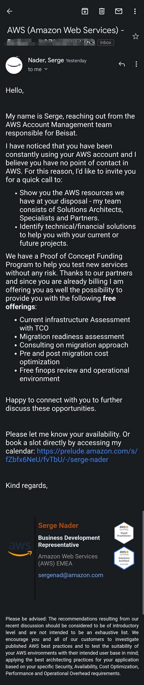 Spam/Scam or legit email from AWS ? : r/aws