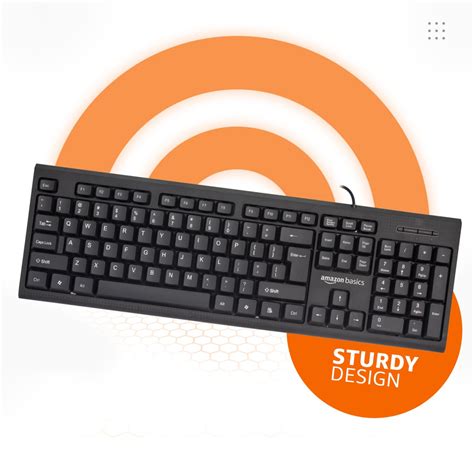 amazon basics Wired Multimedia Keyboard with 107 Keys, USB 2.0 ...