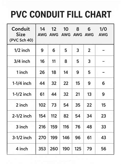 Electrical Pipe Fill Chart PVC: A Complete Guide : Electrical ...