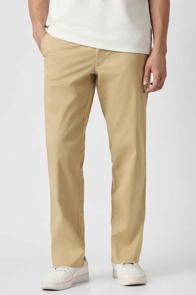 Buy Men Beige Solid Custom Fit Trousers Online - 40542431 | Van Heusen