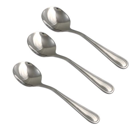 Mainstays Stainless Steel Soup Spoons 3 Pack, Silver, 7 Inch Durable ...