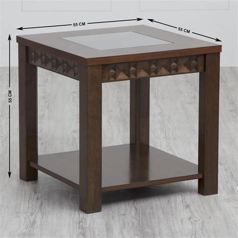Buy Rio End Table with Tempered Glass - Brown from Home Centre at just ...