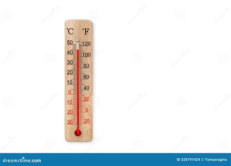 Termómetro De Escala Celsius Y Fahrenheit De Madera Aislado En Fondo ...