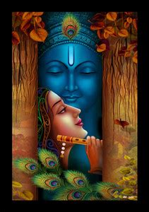 jog craft radha krishna painting| radha krishna photo frame| wooden art ...