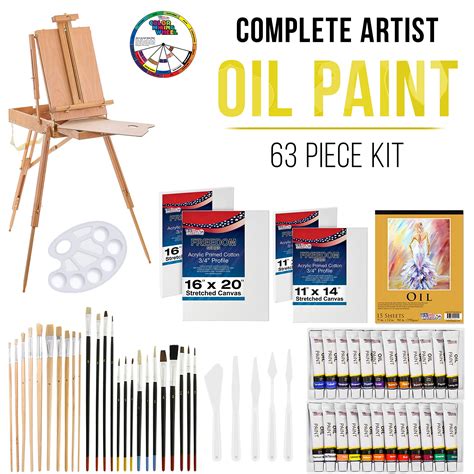 U.S. Art Supply 63-Piece Artist Oil Painting Set with Coronado French ...