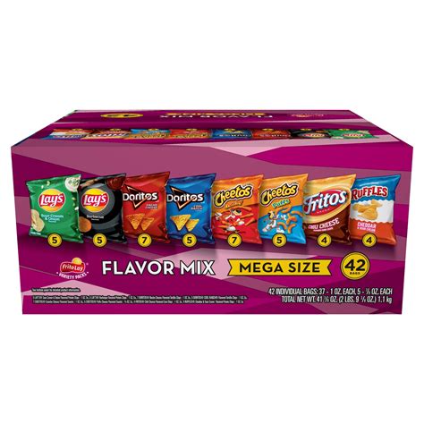 Frito Lay Flavor Mix Chips and Snacks Variety Pack 41.375 Oz 42 Count ...