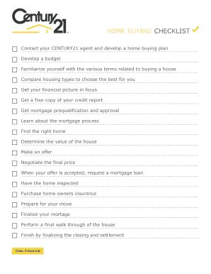 Home Buying Checklist - Century 21 - Fill and Sign Printable Template ...