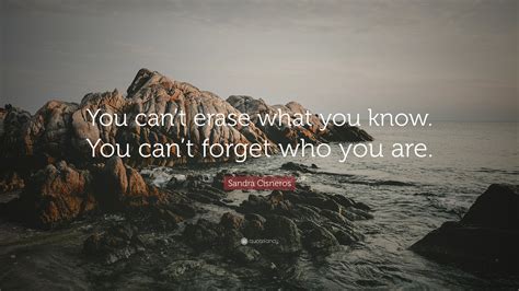 Sandra Cisneros Quote: “You can’t erase what you know. You can’t forget ...