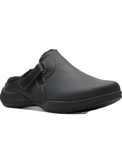 Clarks Womens Roseville Clog Black Leather - Walmart.com