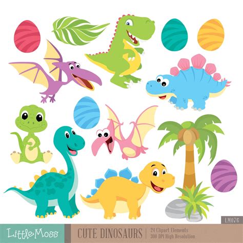 Cute Dinosaur Digital Clipart - Etsy Hong Kong