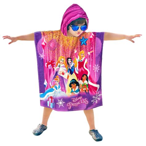 Sassoon Princess Cartoon Printed Hooded Poncho Towel for Kids (Pack of ...