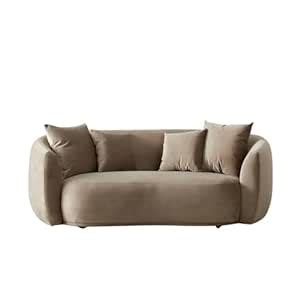 Kingsman Furnitures Beige Velvet 2 Seater EVERBE Mid Century Sofa ...