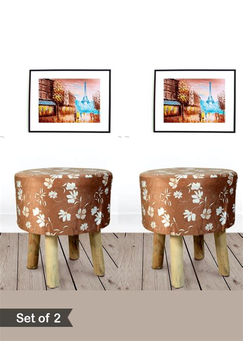 Get Printed Stool For Living Room Foam Cushioned Foot Resting Stool ...
