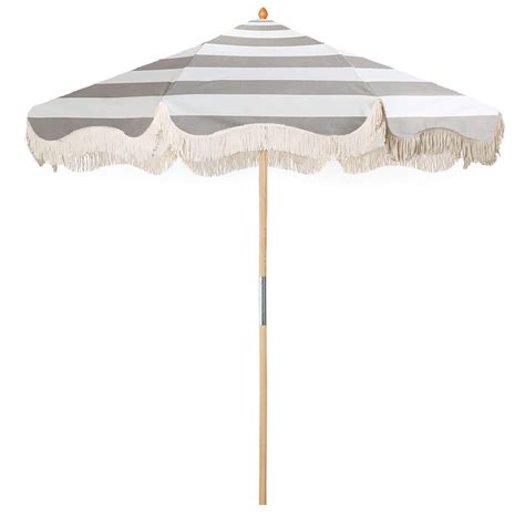 Gray Stripe Boho Luxury Patio Umbrellas Fringed,LU-11 | Premium Retro ...