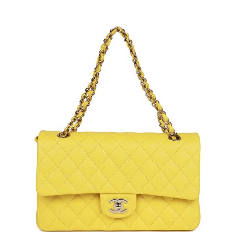 Chanel Yellow Caviar Medium Double Flap Bag Light Gold Hardware