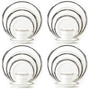 Buy Noritake Chatelaine Platinum 20-Piece Dinnerware Place Setting ...