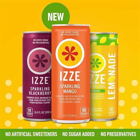 Izze Sparkling Mango Juice Beverage 8.4 Fl Oz 24 Pack - Refreshing and ...