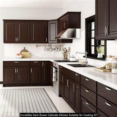 Dark Brown Wood Kitchen Cabinets