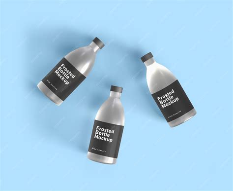 Premium PSD | Frosted bottles mockup top view