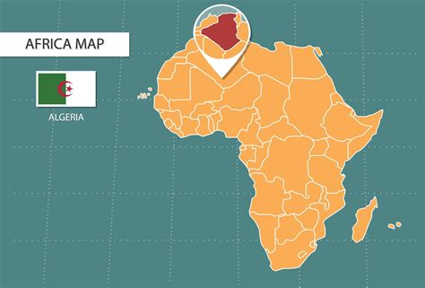 Algeria map in Africa zoom version, icons showing Algeria location and flags. 17740352 Vector ...
