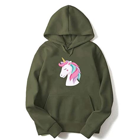 Buy Hopcara Kids Unisex Winterwear Hoodie Swag Unicorn Sweatshirt Olive ...