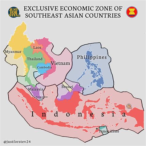 STEVEN THE MAPPER | 📍 Peta Zona Ekonomi Ekslusif Negara Asean 😯👏🏻 ZEE Indonesia paling luas ...