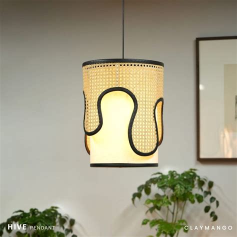 Hive Pendant - Unique handmade Woven Hanging Pendant Light, Natural/Ba ...