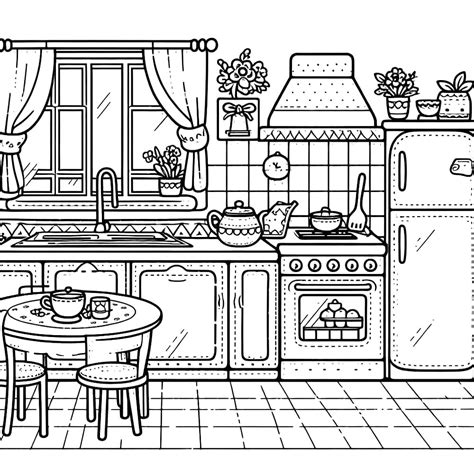 Coloring Picture Kitchen 的图像结果