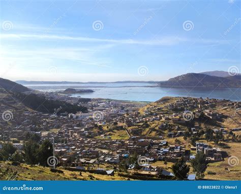 Puno City on the Shore of Lake Titicaca in Peru Stock Photo - Image of ...