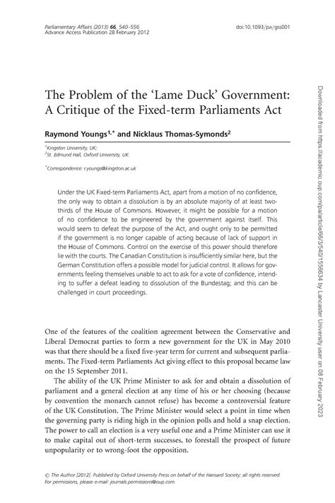 Gss001 - m yhmtmgvn - The Problem of the ‘Lame Duck’ Government: A ...