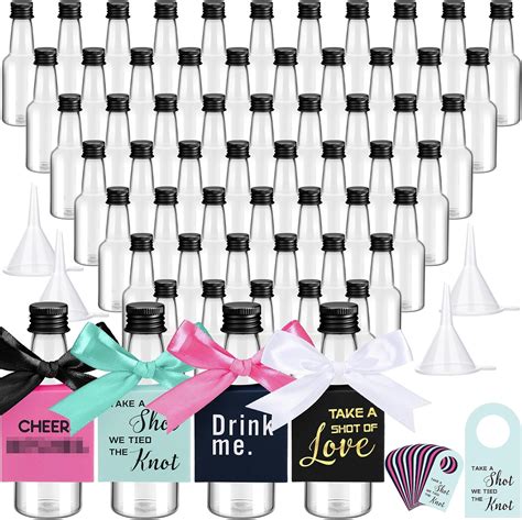 Amazon.com | 60 Pcs Mini Liquor Bottles for Wedding, 1.7oz Plastic ...