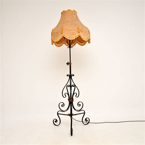 Antique Wrought Iron & Copper Rise & Fall Floor Lamp - Marylebone Antiques