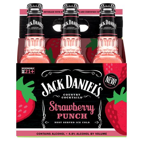 Jack Daniel's Country Cocktails Strawberry Punch 6 Pack, 10 fl oz Glass ...