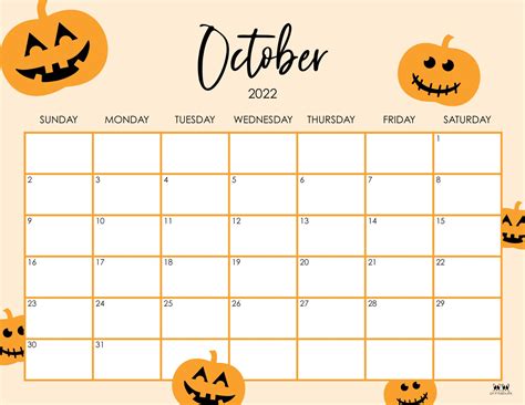 October 2022 Calendars - 50 FREE Printables | Printabulls